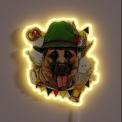 German Shepherd Oktoberfest Dog Rgb Led Neon Sign - Shineneon