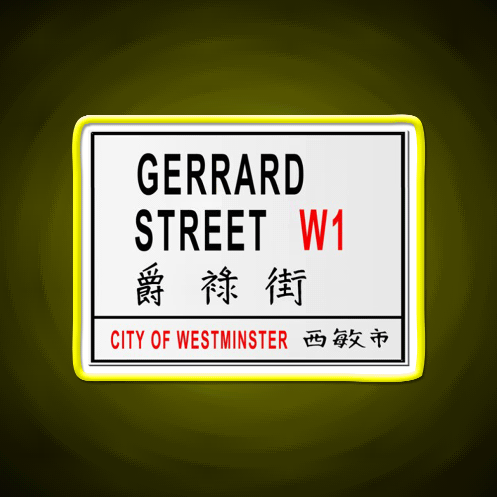 Gerrard Street China Town London Sign Asian Cultural Led Neon Sign Rgb Color - Custom LED neon sign front view