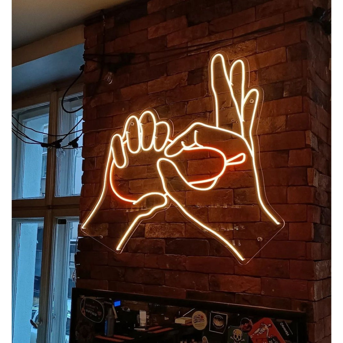 Gesture Pinch Balloon Hands Led Sign Business Neon Sign