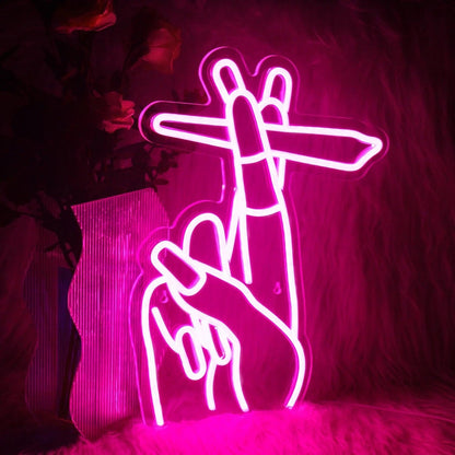 Gesture V With Pen Affortable LED Neon Sign - Shineneon