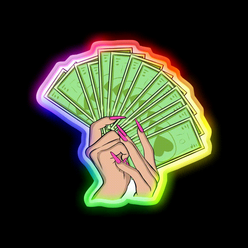 Get Money Nail Salon Led Neon Sign Rgb Color - LED neon sign close-up detail
