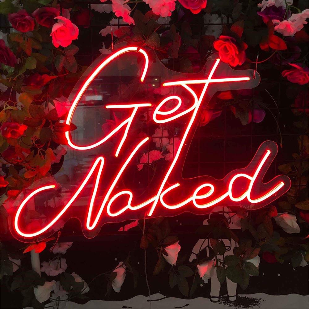 Get Naked Red Handwritten-Style Led Neon Sign For Romantic Floral Bar Decor | Shineneon