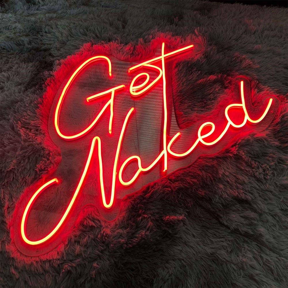 Get Naked Red Handwritten-Style Led Neon Sign For Romantic Floral Bar Decor | Shineneon