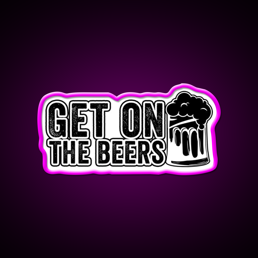 Get On The Beer Man Cave Bar Led Neon Sign Bar Decor Rgb Color - Neon sign mounted on wall in room