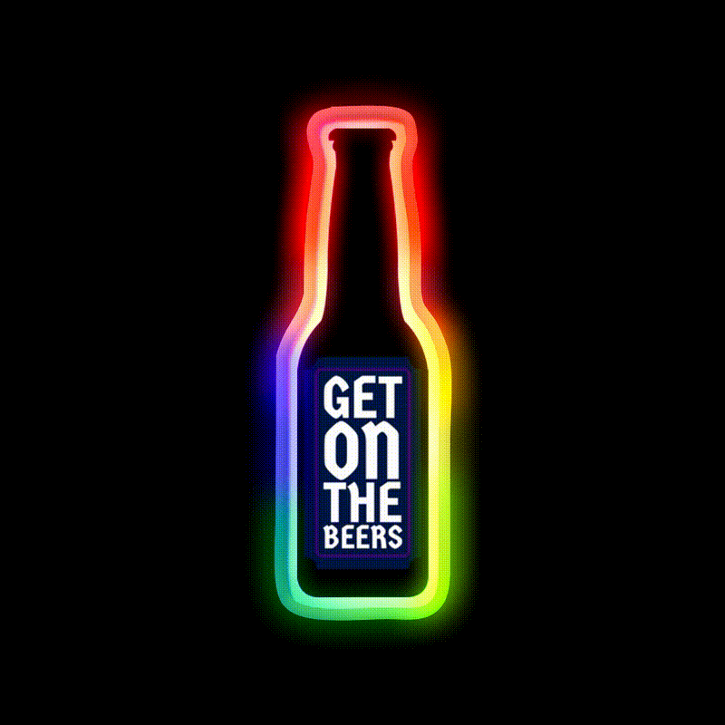 Get On The Beer Man Cave Bar Led Neon Sign Rgb Color - LED neon sign close-up detail