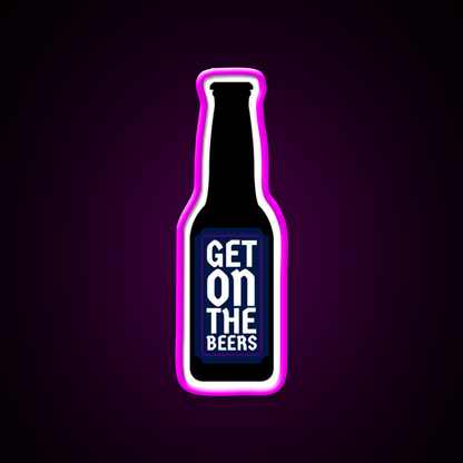Get On The Beer Man Cave Bar Led Neon Sign Rgb Color - Neon sign mounted on wall in room