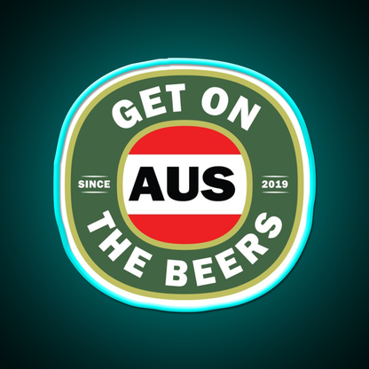 Get On The Beers Beer Bar Decor Led Neon Sign Rgb Color - Size and dimension reference