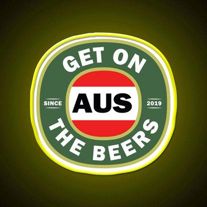 Get On The Beers Beer Bar Decor Led Neon Sign Rgb Color - Custom LED neon sign front view