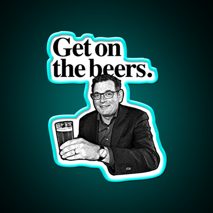 Get On The Beers Beer Bar Decor Led Neon Sign Wall Art Rgb Color - Size and dimension reference