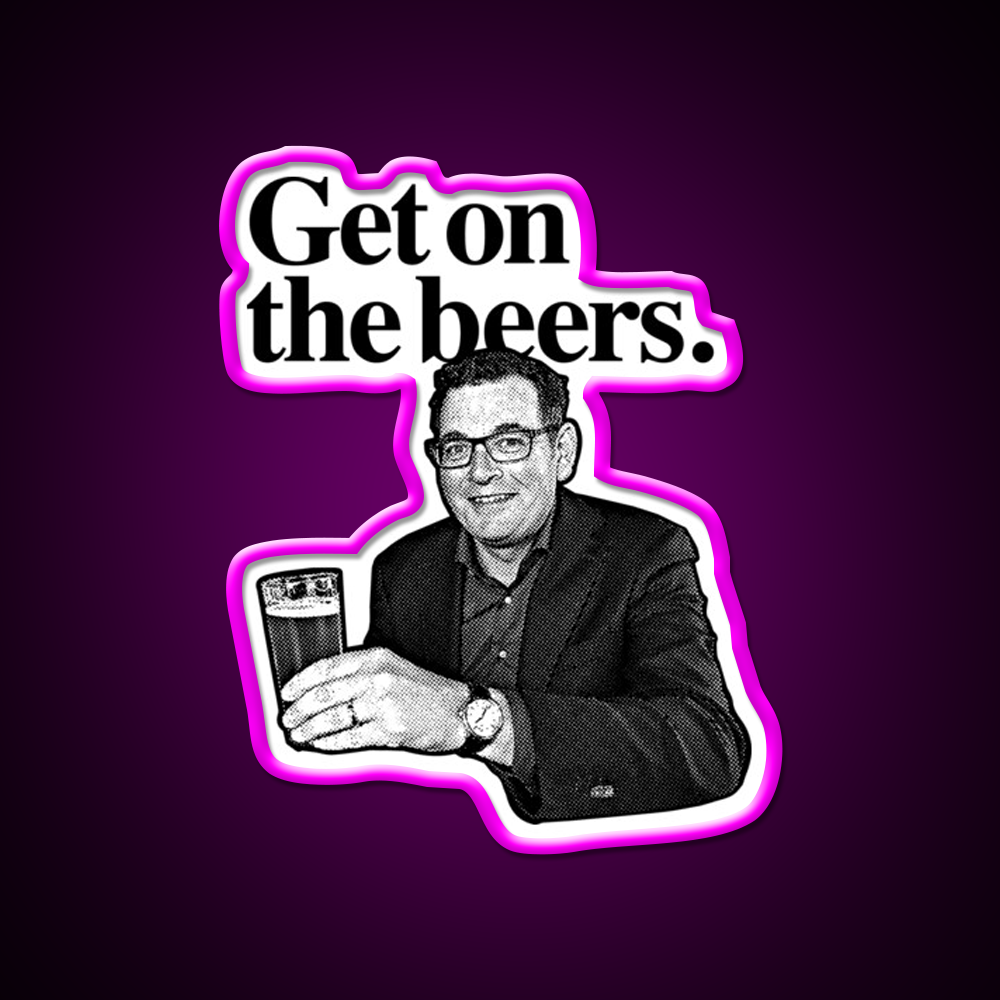 Get On The Beers Beer Bar Decor Led Neon Sign Wall Art Rgb Color - Neon sign mounted on wall in room