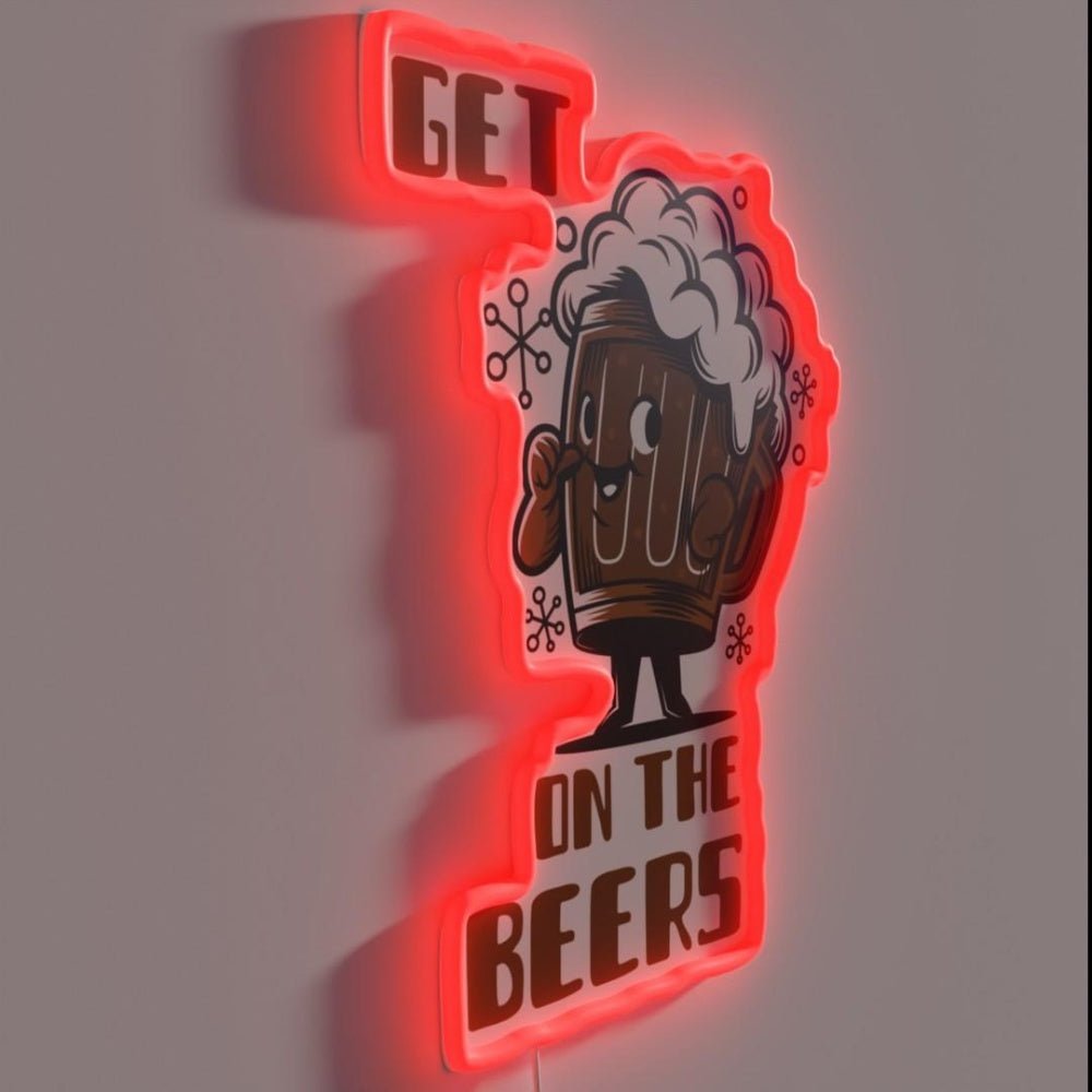 Get On The Beers Funny Words With Beer Graphic Rgb Led Neon Sign - Shineneon