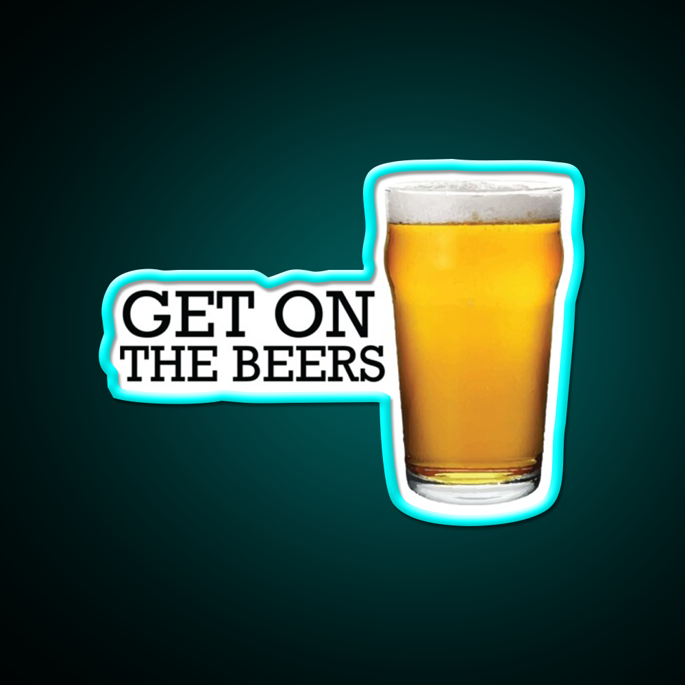 Get On The Beers Glass Beer Bar Decor Led Neon Sign Rgb Color - Size and dimension reference