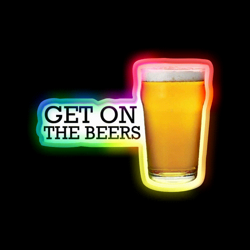 Get On The Beers Glass Beer Bar Decor Led Neon Sign Rgb Color - LED neon sign close-up detail
