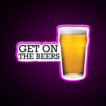 Get On The Beers Glass Beer Bar Decor Led Neon Sign Rgb Color - Neon sign mounted on wall in room