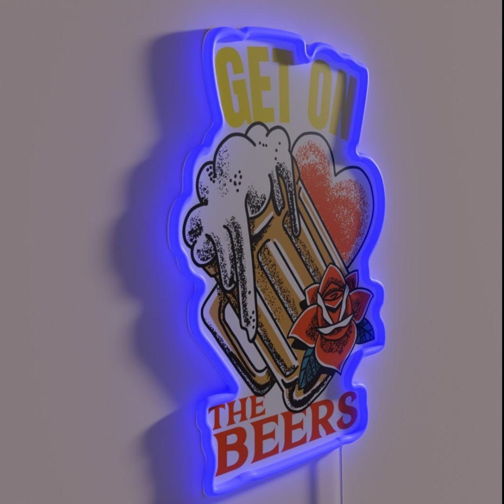 Get On The Beers Pint Of Love Heart And A Rose Rgb Led Neon Sign - Shineneon