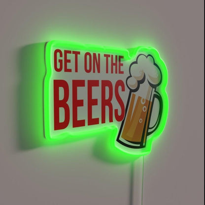 Get On The Beers Rgb Led Neon Sign Bar Art - Shineneon