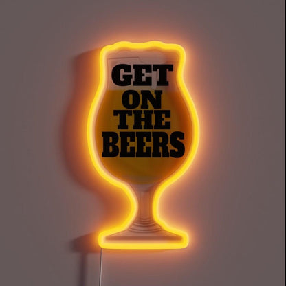 Get On The Beers Rgb Led Neon Sign Bar Beer Cup Decor - Shineneon