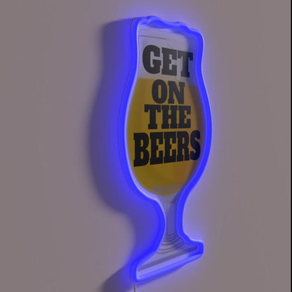 Get On The Beers Rgb Led Neon Sign Bar Beer Cup Decor - Shineneon
