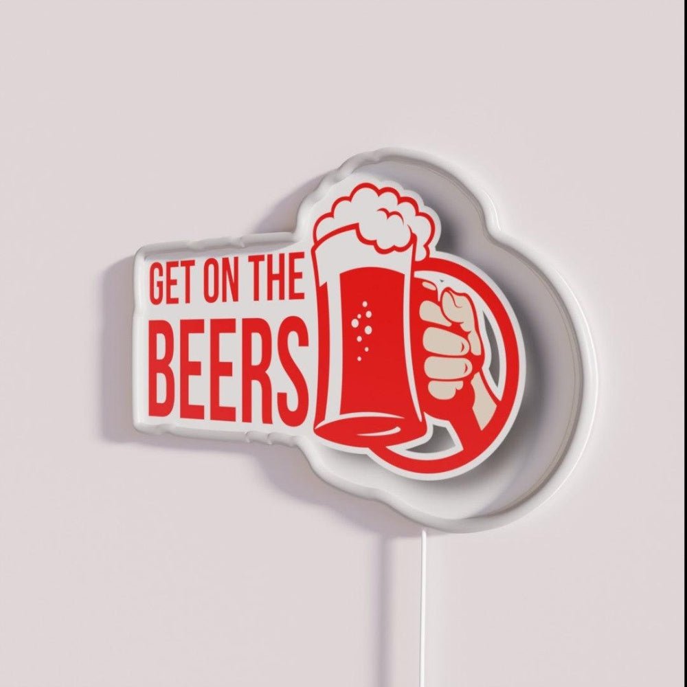 Get On The Beers Rgb Led Neon Sign Bar Cups Wall Art - Shineneon