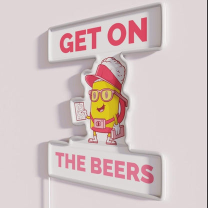 Get On The Beers Rgb Led Neon Sign Bar Wall Art - Shineneon