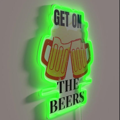 Get On The Beers Rgb Led Neon Sign Bar Wall Cheers - Shineneon