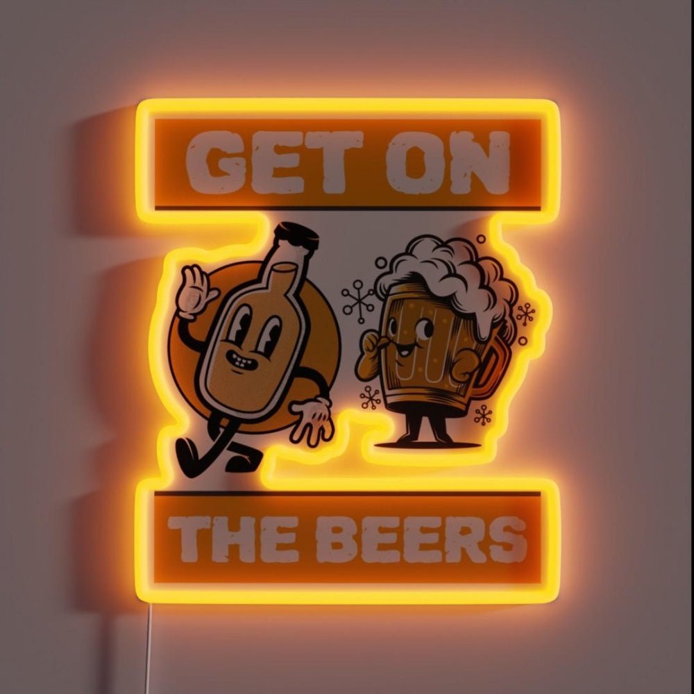 Get On The Beers Rgb Led Neon Sign Bar Wine Wall Art - Shineneon