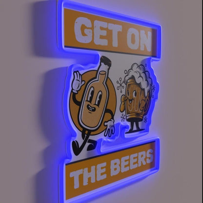 Get On The Beers Rgb Led Neon Sign Bar Wine Wall Art - Shineneon