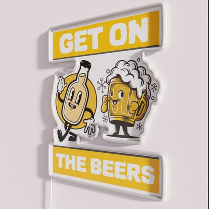 Get On The Beers Rgb Led Neon Sign Bar Wine Wall Art - Shineneon