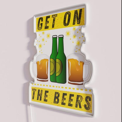 Get On The Beers Rgb Led Neon Sign Beer Wall Art - Shineneon