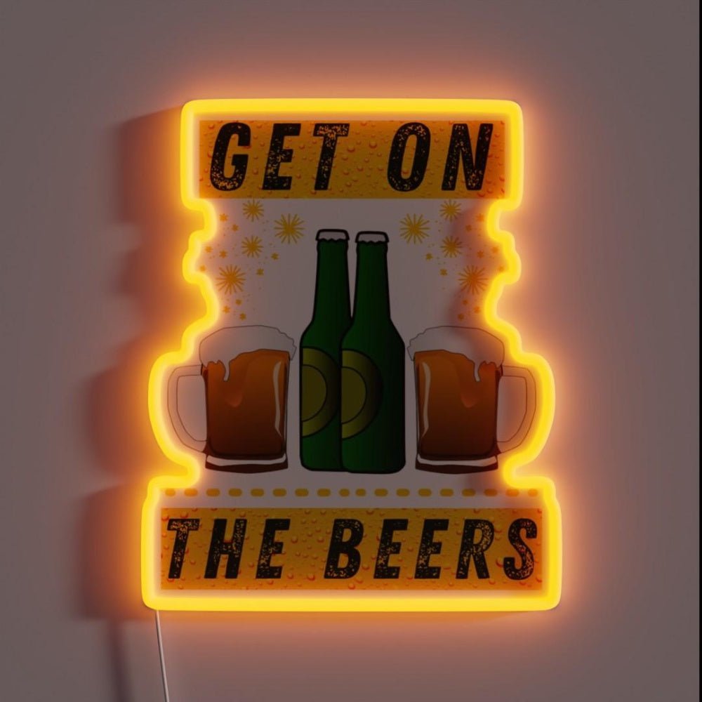 Get On The Beers Rgb Led Neon Sign Beer Wall Art - Shineneon