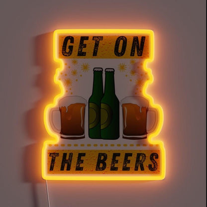 Get On The Beers Rgb Led Neon Sign Beer Wall Art - Shineneon