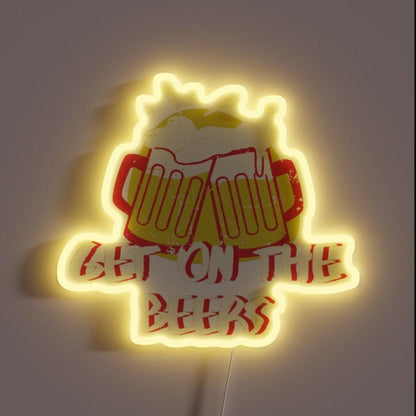 Get On The Beers Rgb Led Neon Sign Restaurant Led Signs - Shineneon