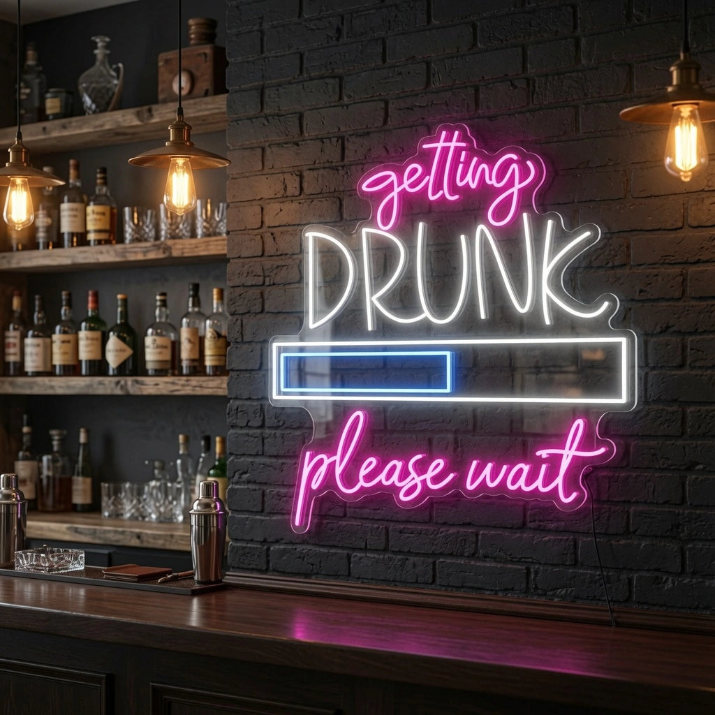 Getting Drunk Please Wait LED Neon Sign - 03 Real Lifestyle Scene
