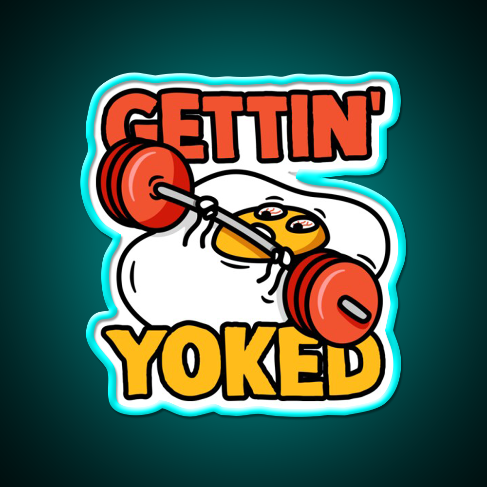 Getting Yoked Funny Benching Egg Man Gym Fitness Led Neon Sign Rgb Color
