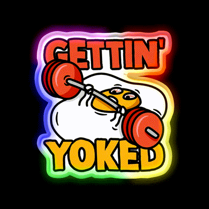 Getting Yoked Funny Benching Egg Man Gym Fitness Led Neon Sign Rgb Color