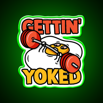Getting Yoked Funny Benching Egg Man Gym Fitness Led Neon Sign Rgb Color
