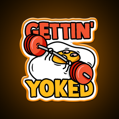 Getting Yoked Funny Benching Egg Man Gym Fitness Led Neon Sign Rgb Color