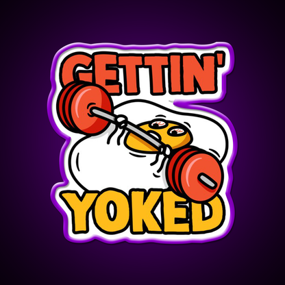Getting Yoked Funny Benching Egg Man Gym Fitness Led Neon Sign Rgb Color