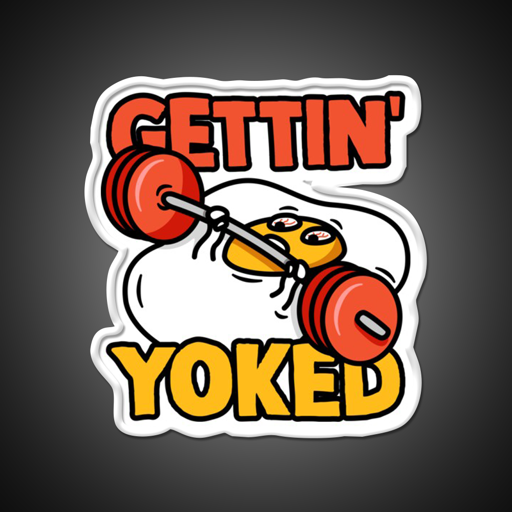 Getting Yoked Funny Benching Egg Man Gym Fitness Led Neon Sign Rgb Color
