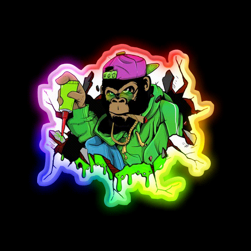 Gg4 Gorilla Glue Strain Amazing Art Hemp Inspired Green Leaf Led Neon Sign Rgb Color - LED neon sign close-up detail