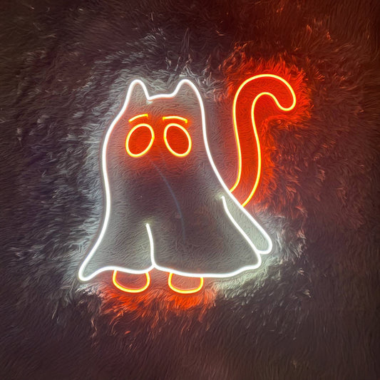 Ghost Cat Led Sign, Ghost Neon Sign