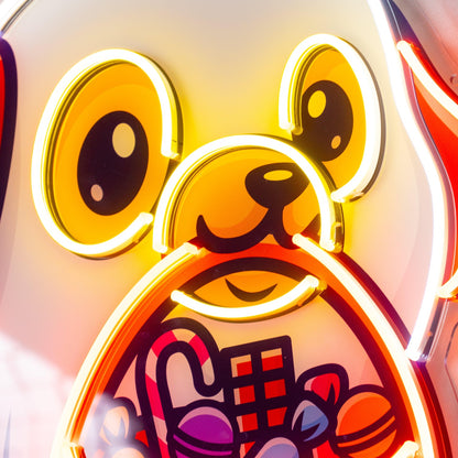 Ghost Dog With Pumpkin Candy Uv Printed Led Neon Sign For Halloween Indoor Decor | Shineneon