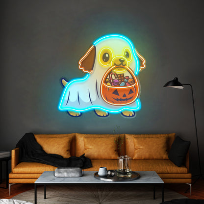 Ghost Dog With Pumpkin Led Neon Sign Light Custom Led Signs