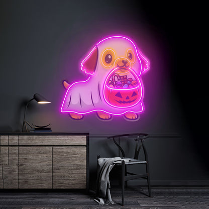 Ghost Dog With Pumpkin Led Neon Sign Light Custom Led Signs