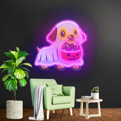 Ghost Dog With Pumpkin Led Neon Sign Light Custom Led Signs