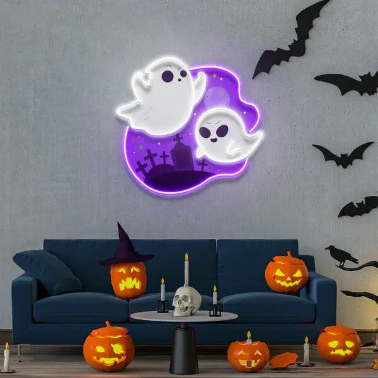 Ghost Halloween Day Uv Light Neon Art And Quick Install Kit | Shineneon
