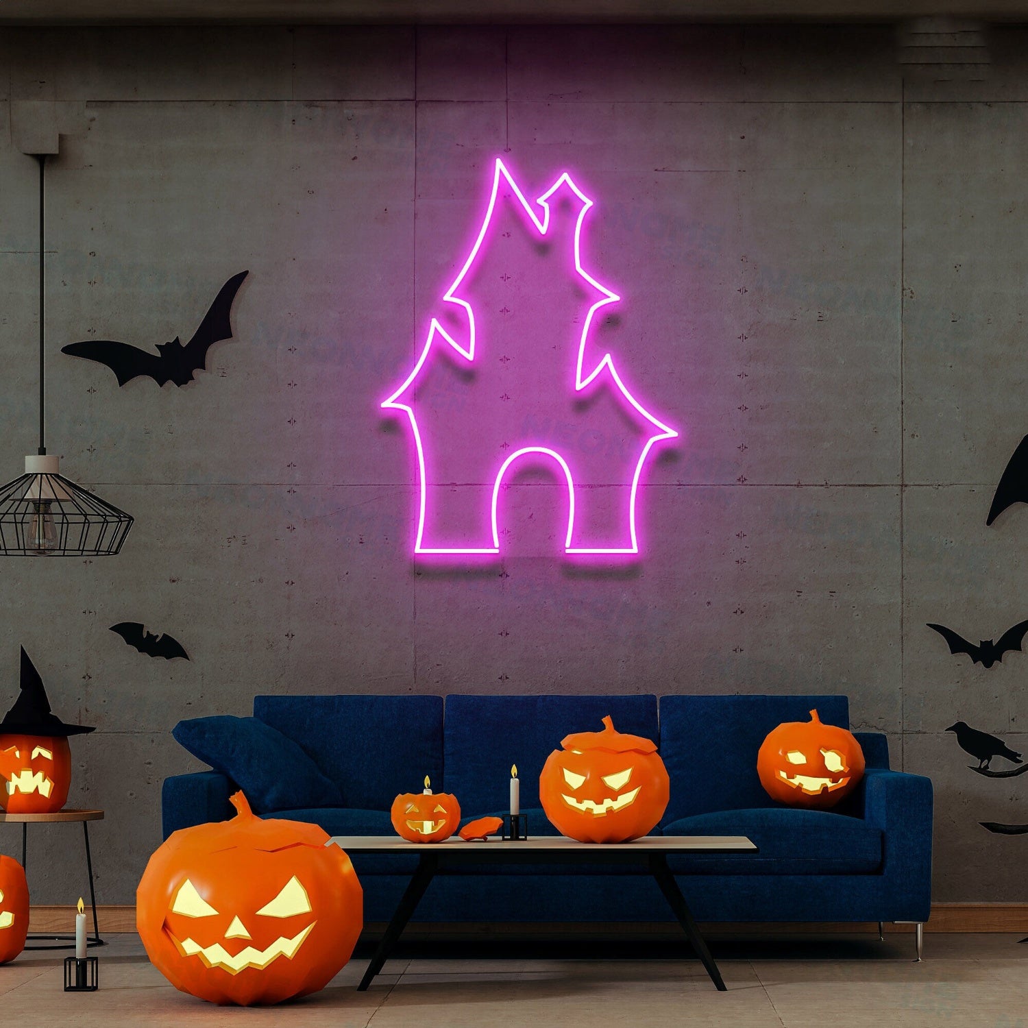 Ghost House Neon Sign Halloween Neon Sign Light Devil S House | Shineneon