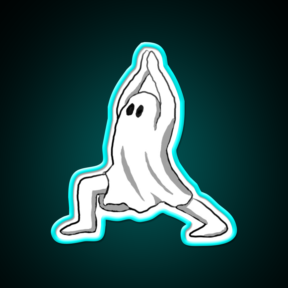 Ghost In Warrior I Pose Ghost Yoga Led Neon Sign Rgb Color