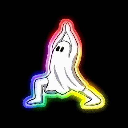 Ghost In Warrior I Pose Ghost Yoga Led Neon Sign Rgb Color
