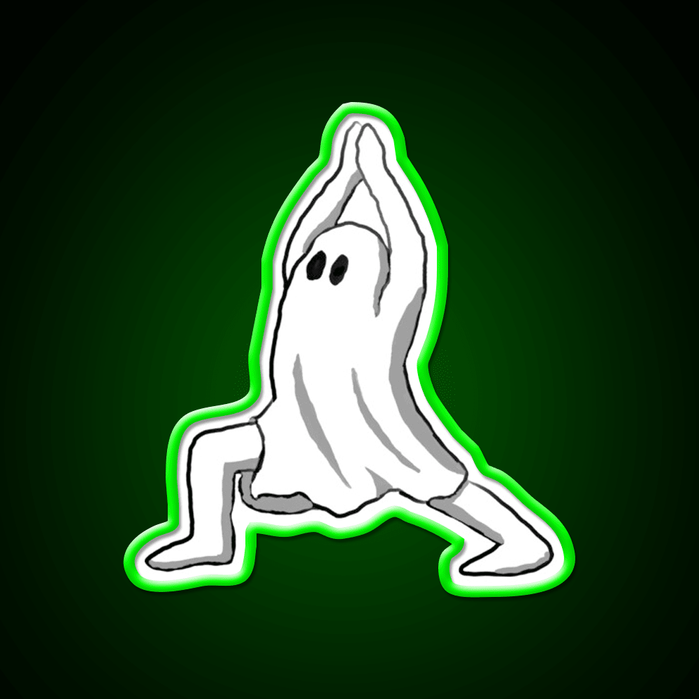 Ghost In Warrior I Pose Ghost Yoga Led Neon Sign Rgb Color - Shineneon